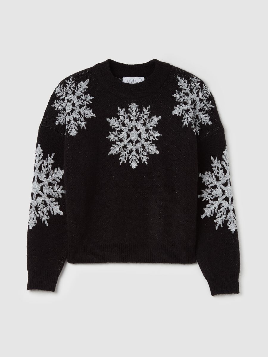 Pullover with jacquard snowflakes in lurex_4