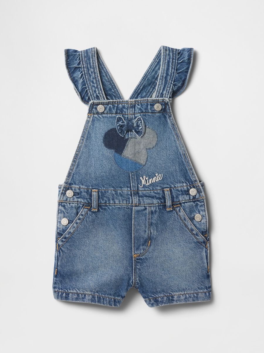 Short Denim Overalls with Minnie Embroidery_0