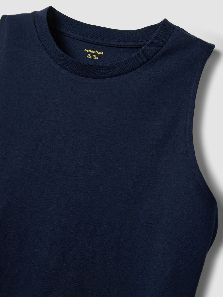 Tank top blu in puro cotone_5