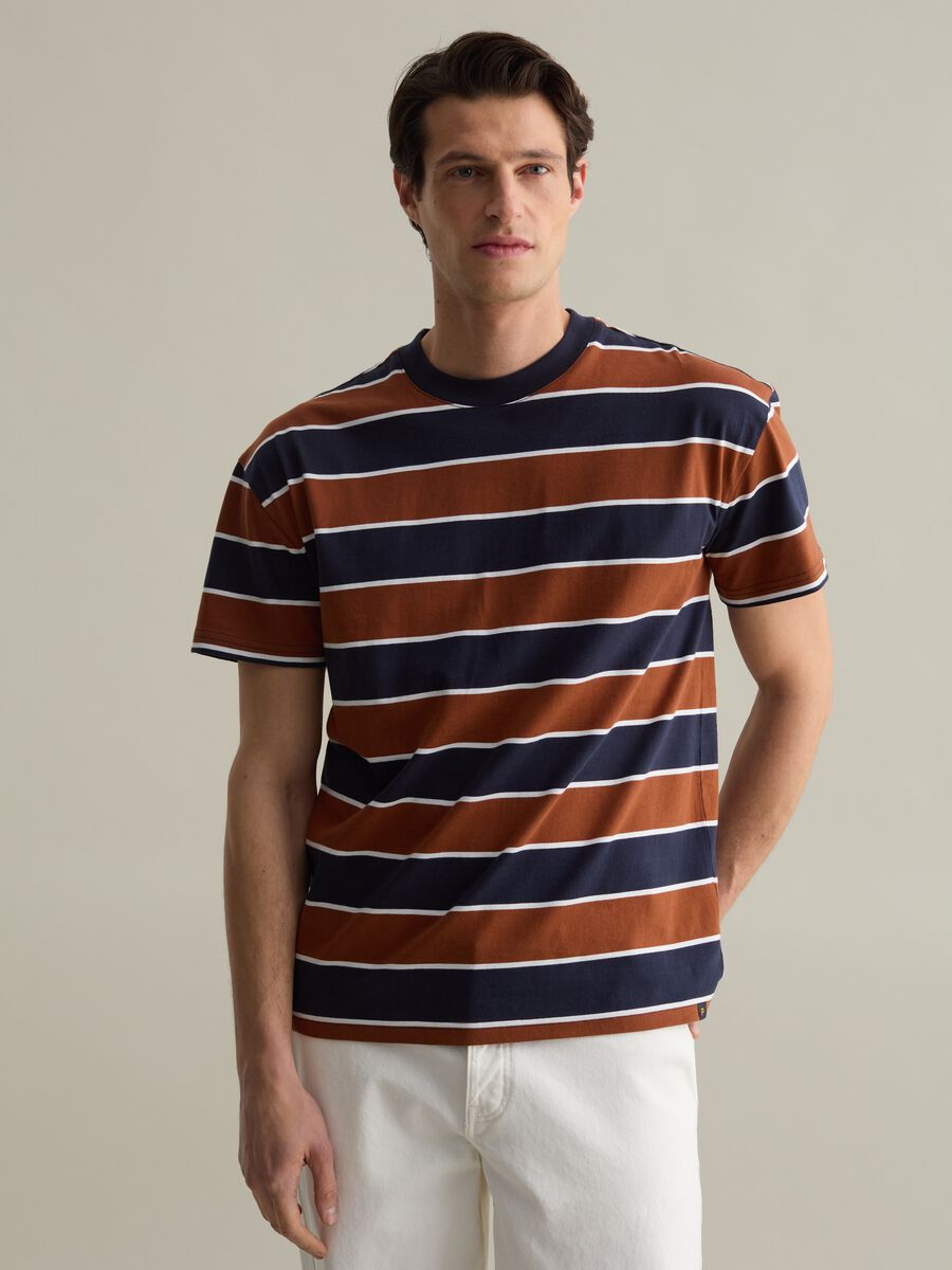Cotton T-shirt with horizontal stripes_0