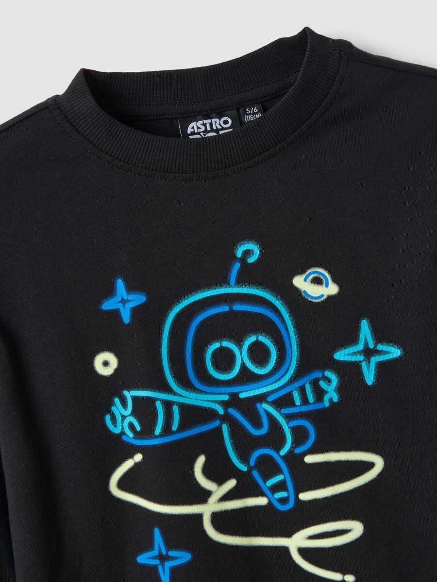 Black pure cotton T-shirt with Astro Bot print, relaxed fit_1