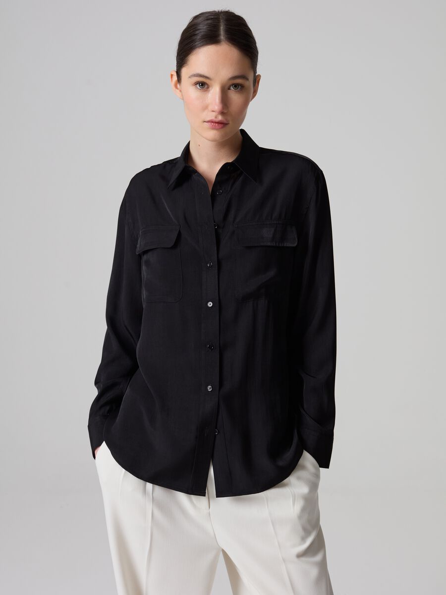 Camicia relaxed fit in satin Contemporary_0