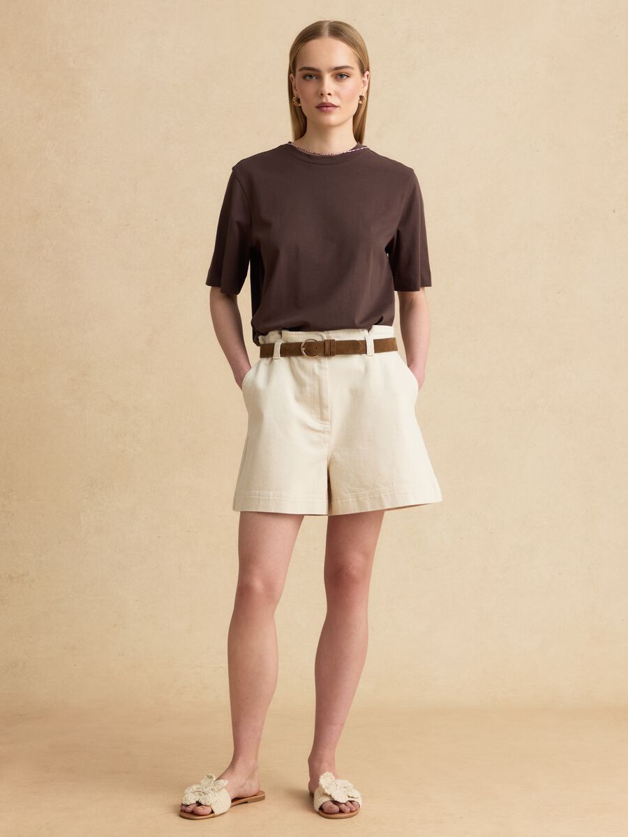 Brown pure cotton short-sleeve T-shirt_2