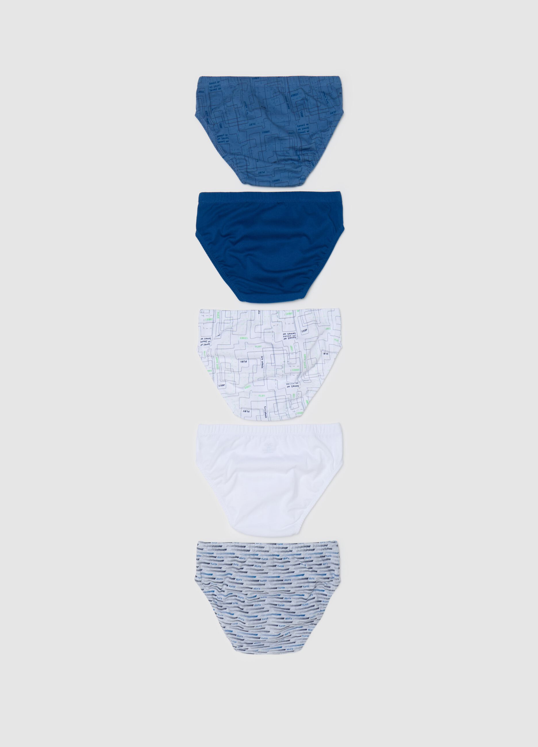 Five-pack cotton briefs with "Nap Time" print