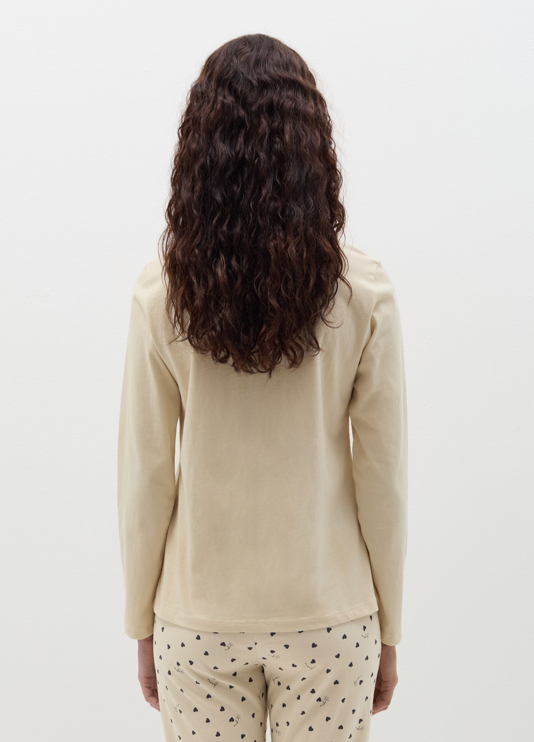 Pyjama top with granddad neckline and "Belle Âme” print