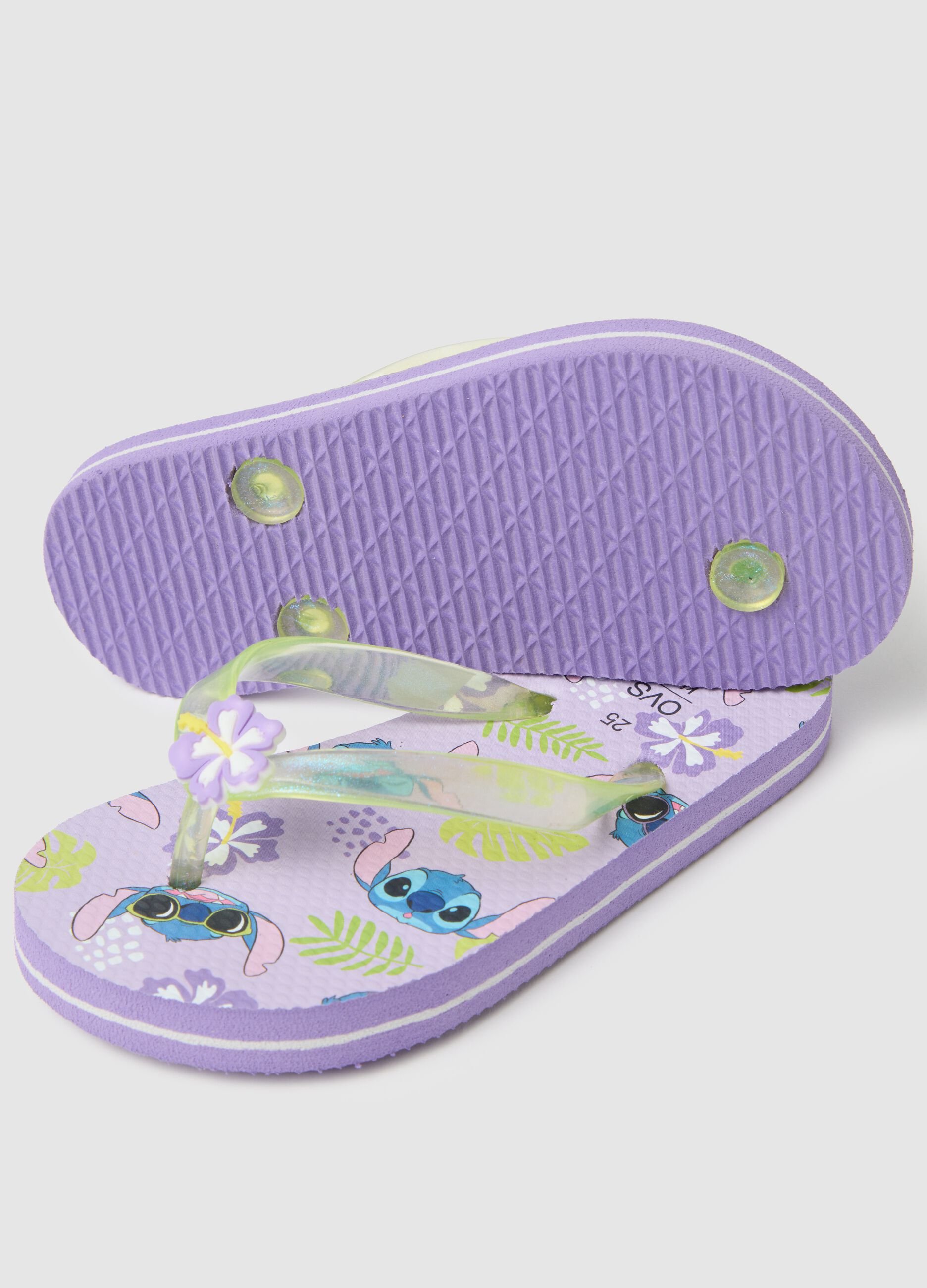 Multicolour PVC children's flip flops with Stitch