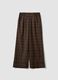 Pantaloni marroni a quadri in misto viscosa elasticizzata regular fit_0