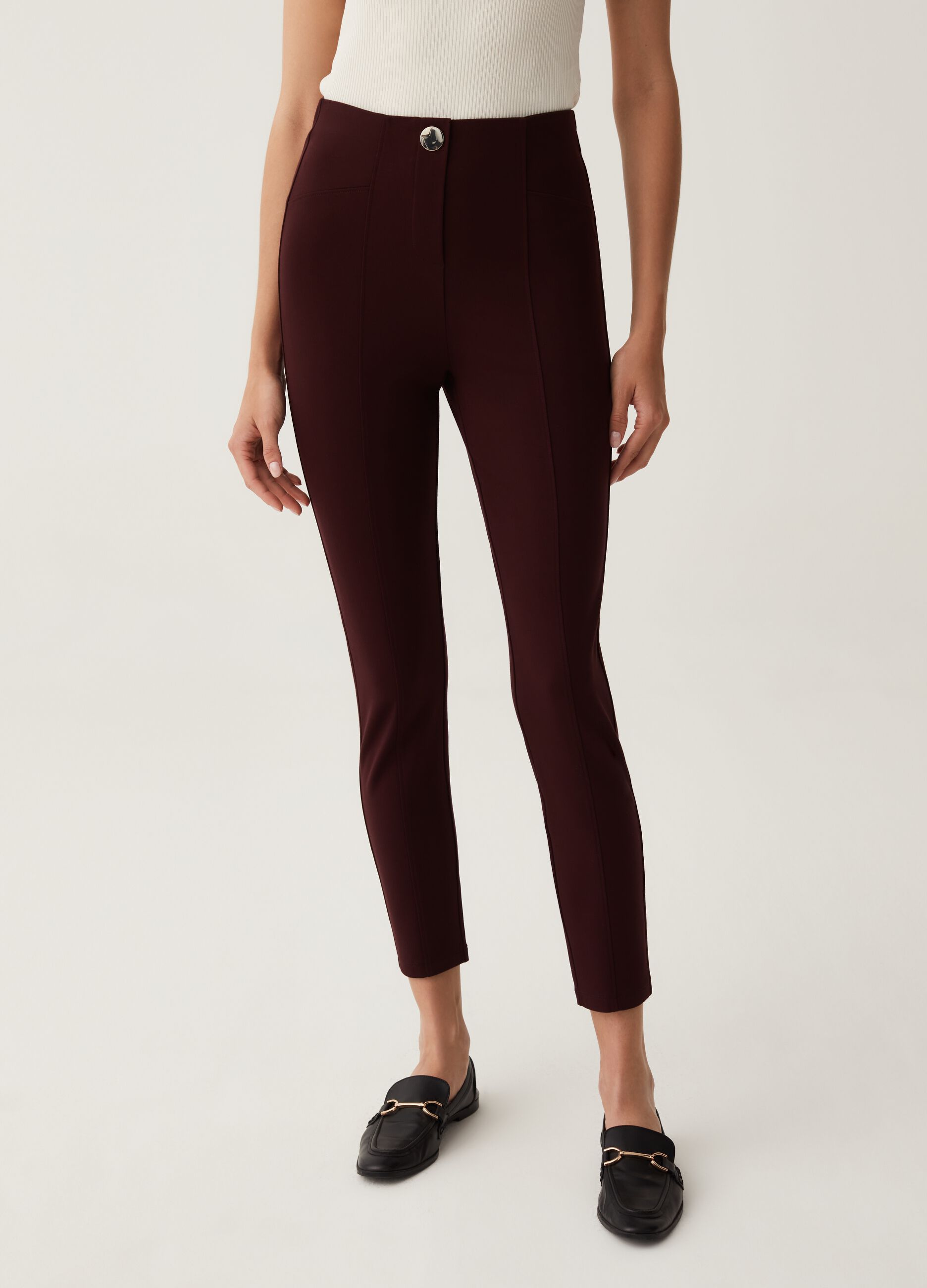 Leggings stretch con bottone_1