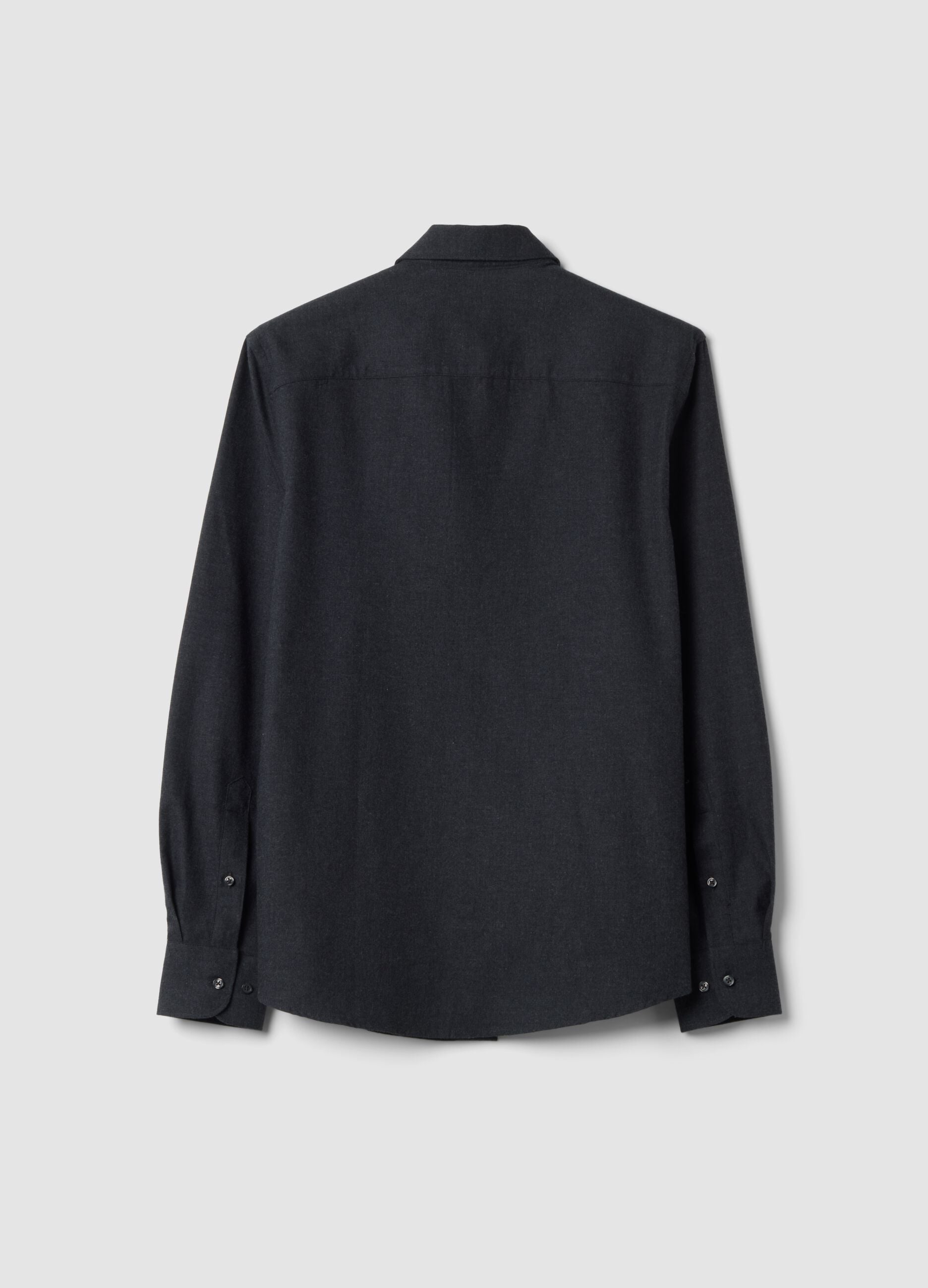 Grey pure cotton twill shirt, regular fit