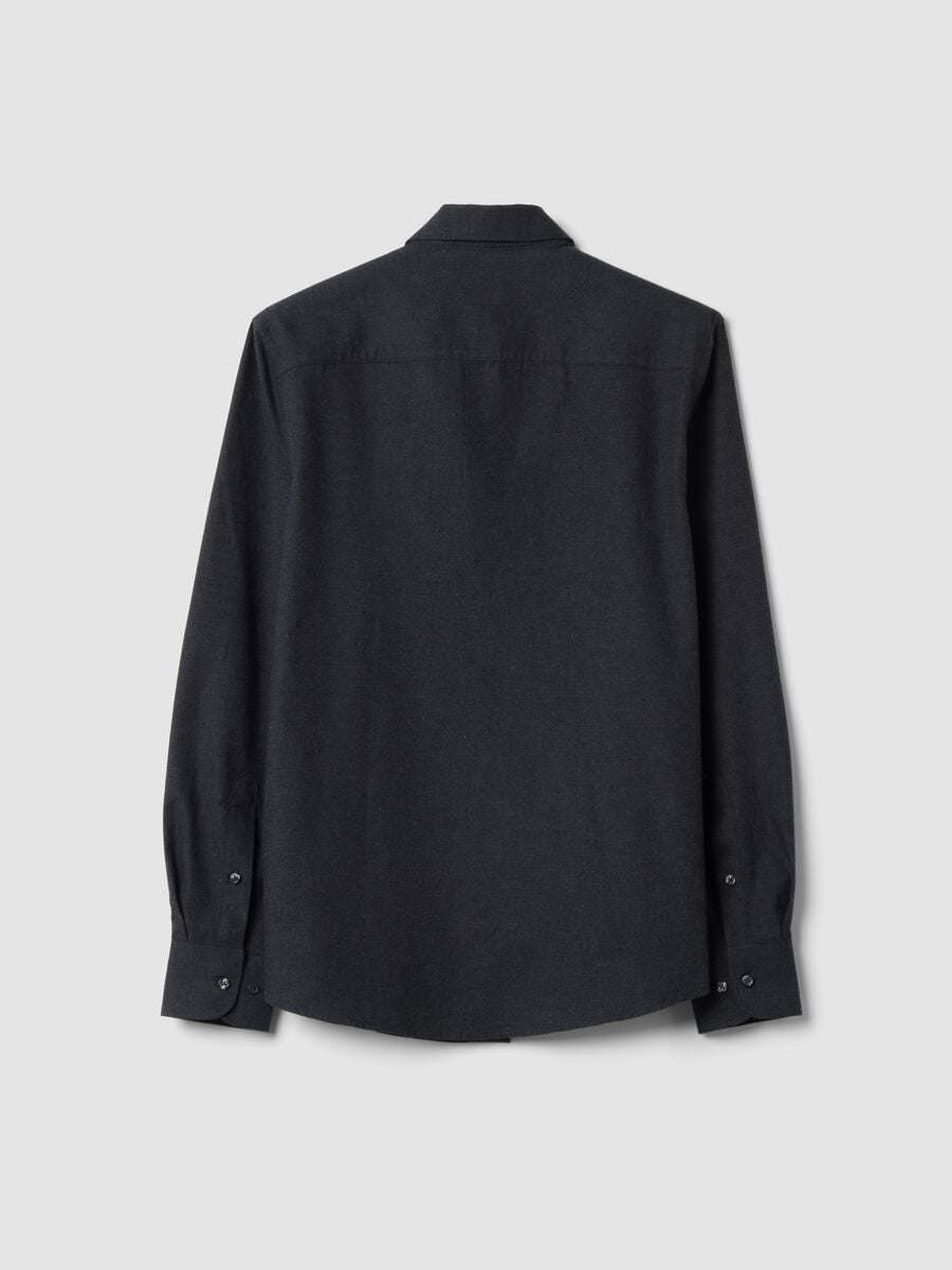 Grey pure cotton twill shirt, regular fit_6