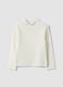 Maglia bianca in misto viscosa a coste con girocollo regular fit_0