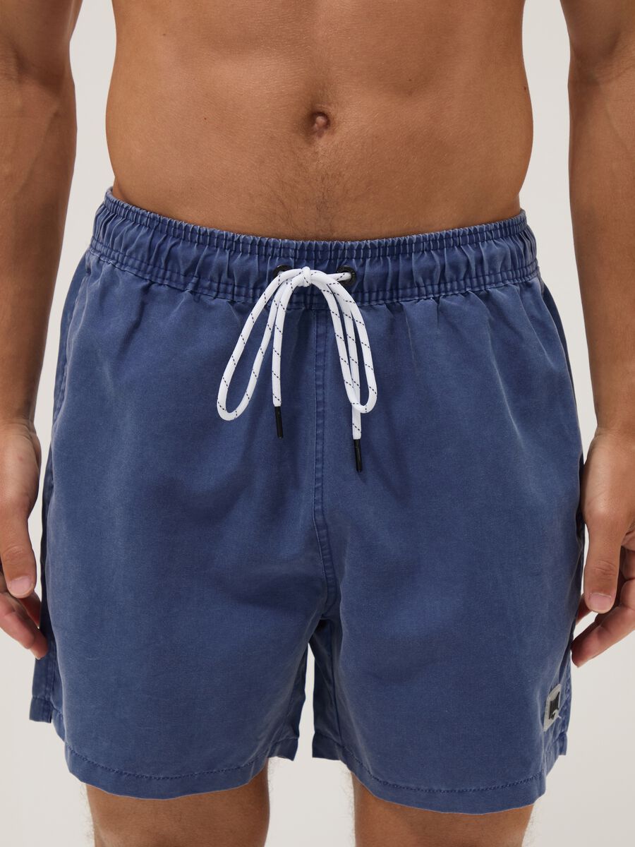 Navy blue swim boxer shorts with drawstring_2