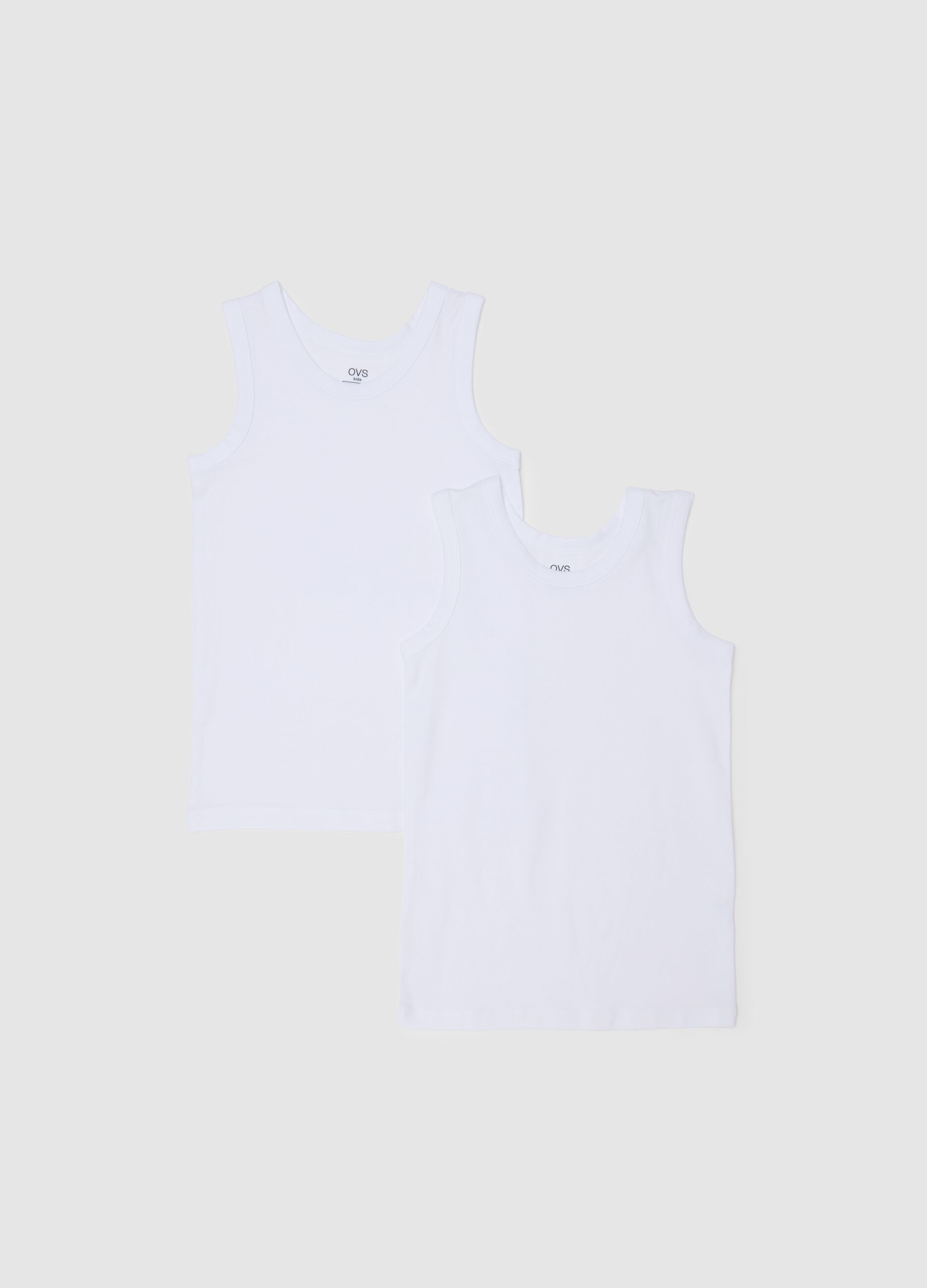 Children's White Cotton Sleeveless Regular Fit Vests