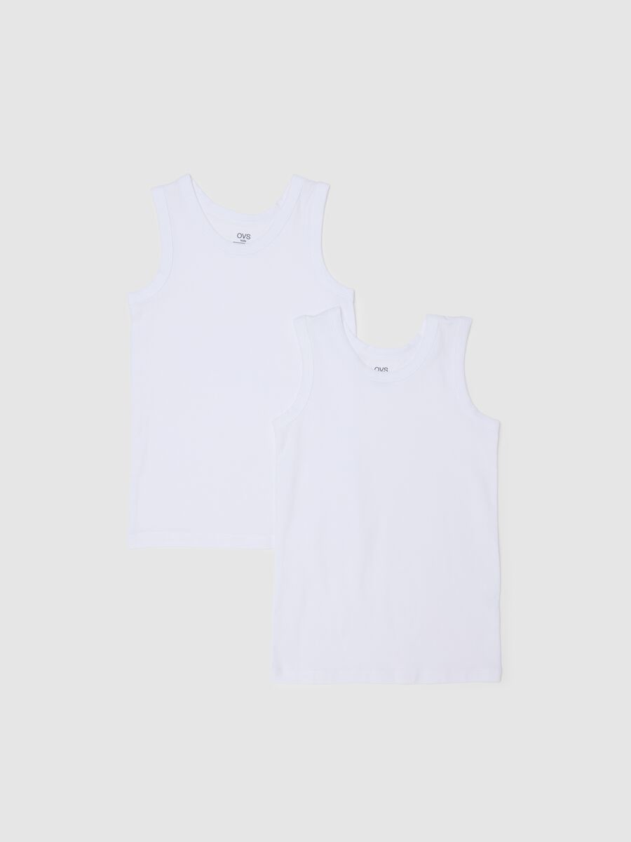Children's White Cotton Sleeveless Regular Fit Vests_0