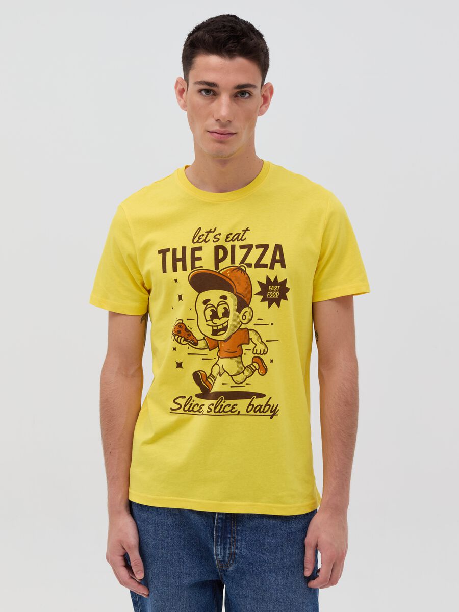 T-shirt con stampa fast food_0