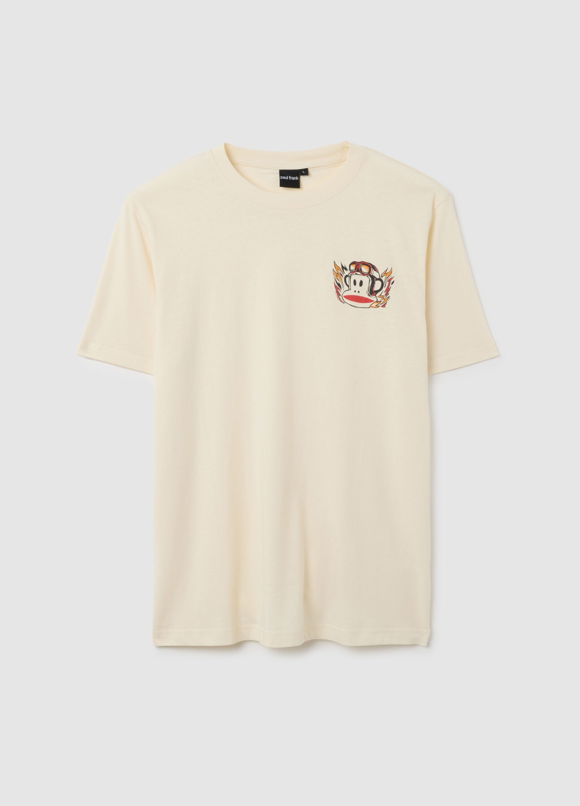 Beige short sleeve T-shirt in pure cotton regular fit