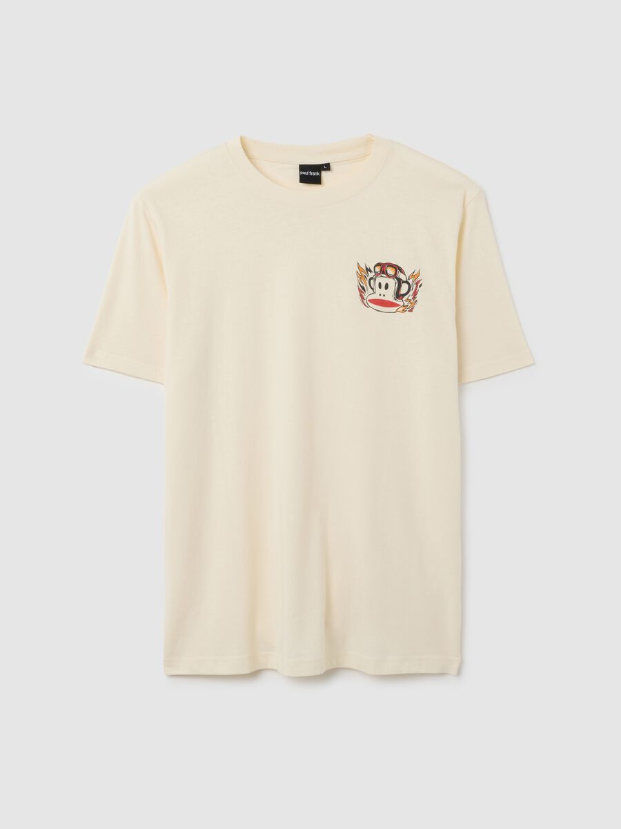 Beige short sleeve T-shirt in pure cotton regular fit_4