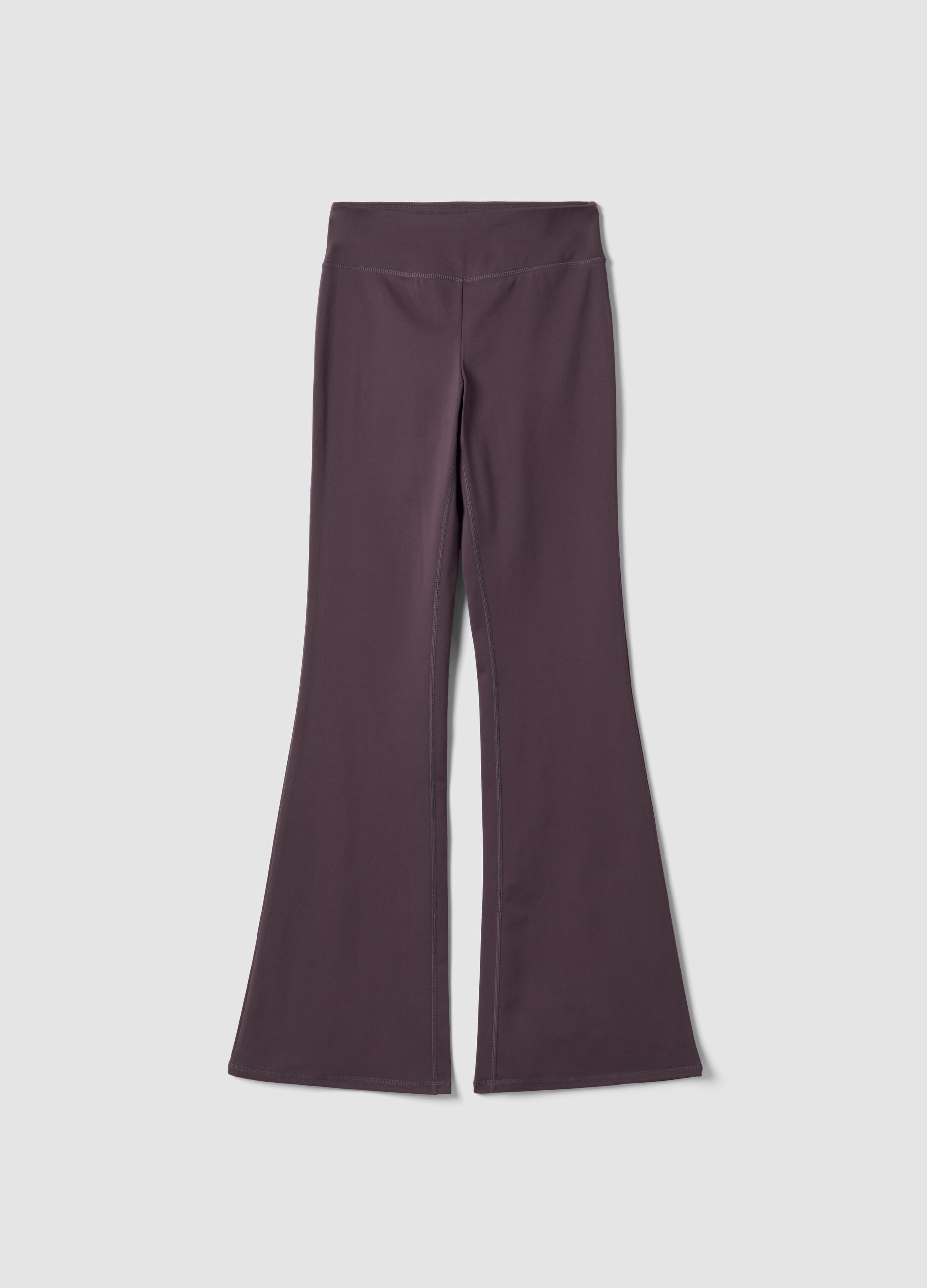 Purple Flared Leggings in Stretch Fabric
