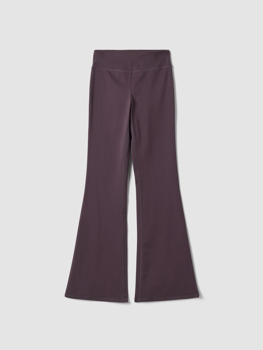 Leggings viola flare in tessuto elasticizzato_5