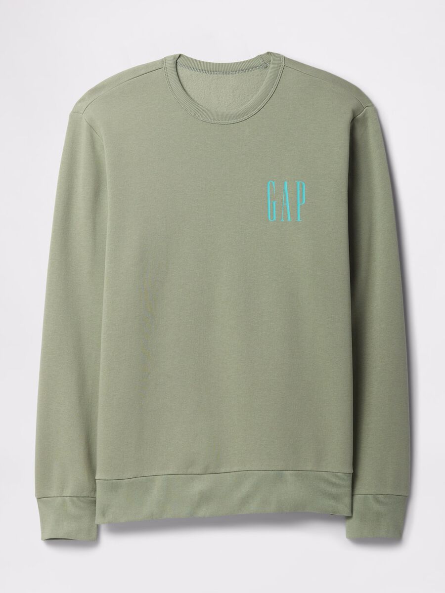 Green sweatshirt with round neck in cotton blend_3