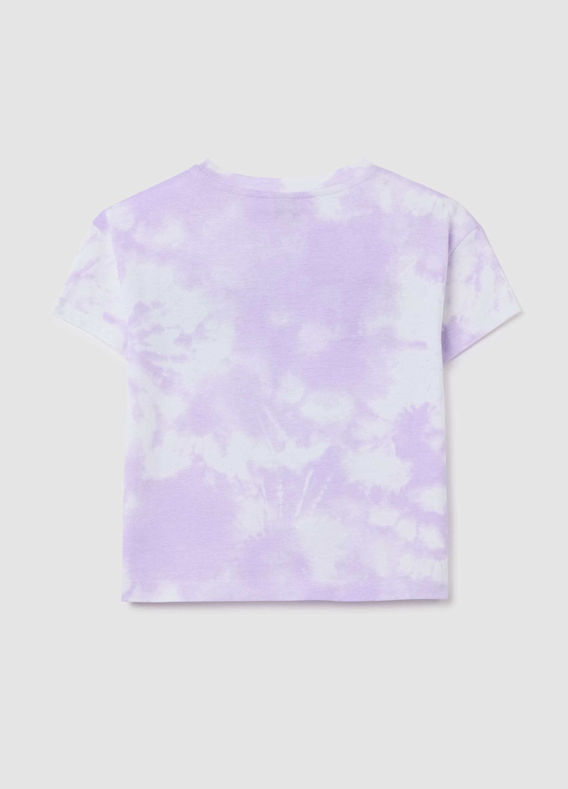 Girls' regular fit purple cotton T-shirt with Stitch print