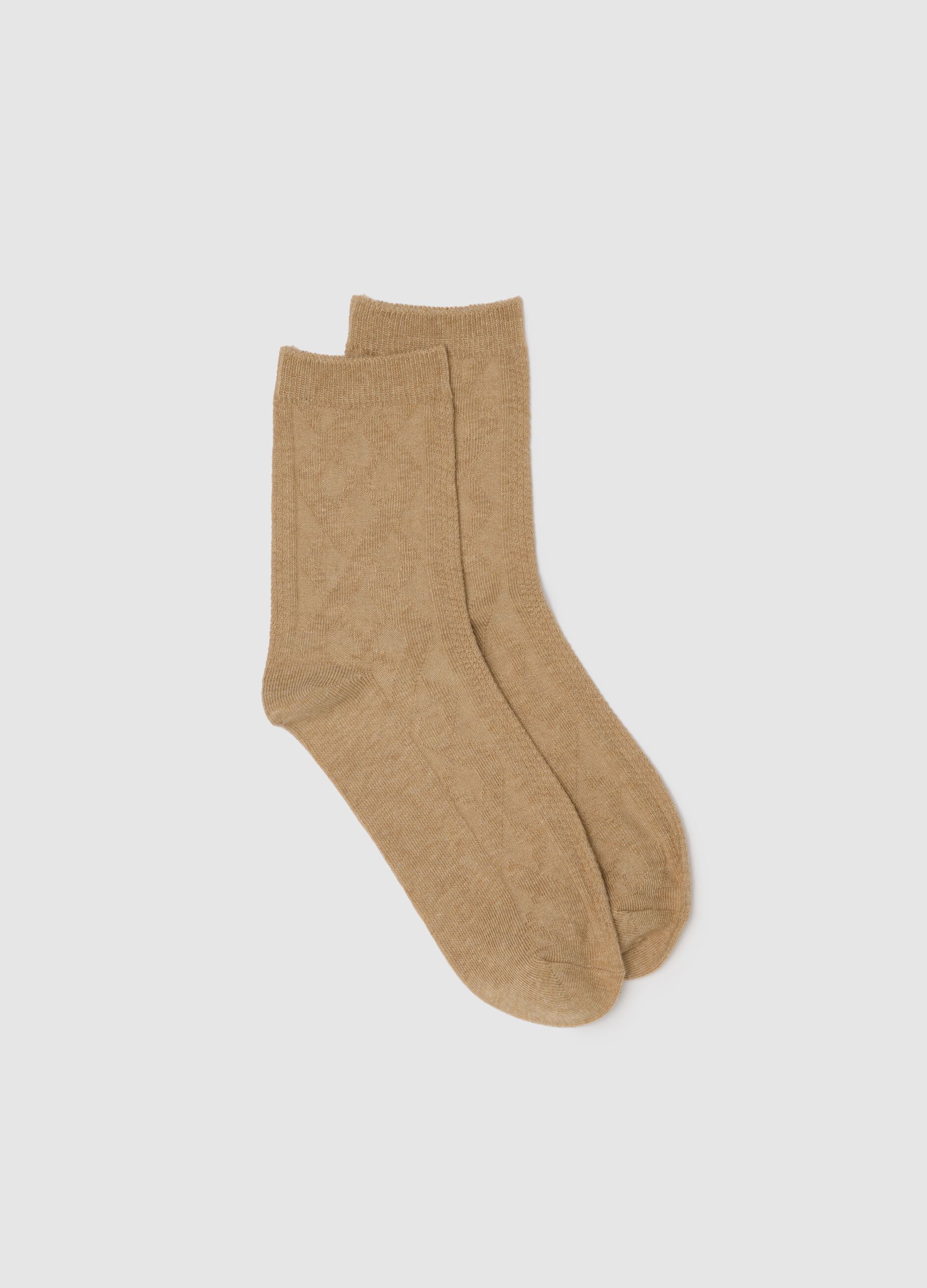 Beige stretch cotton socks