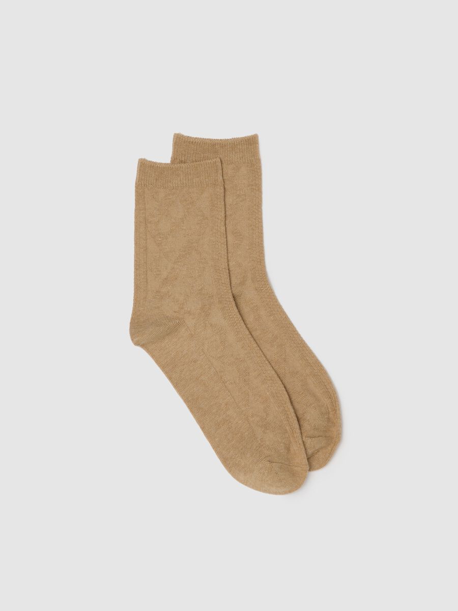 Calzini in cotone beige elasticizzato_0