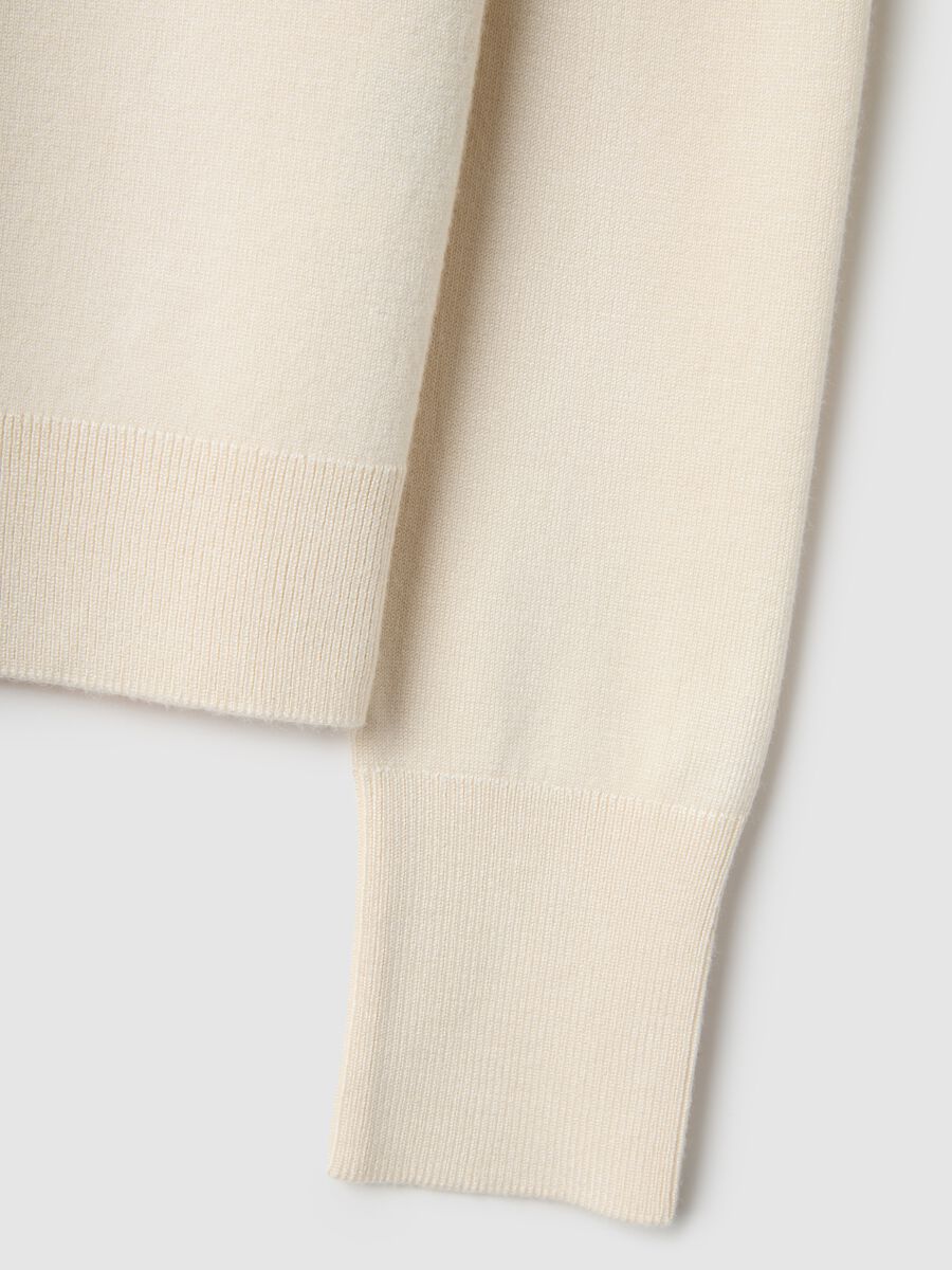 Beige Round Neck Regular Fit Sweater_5