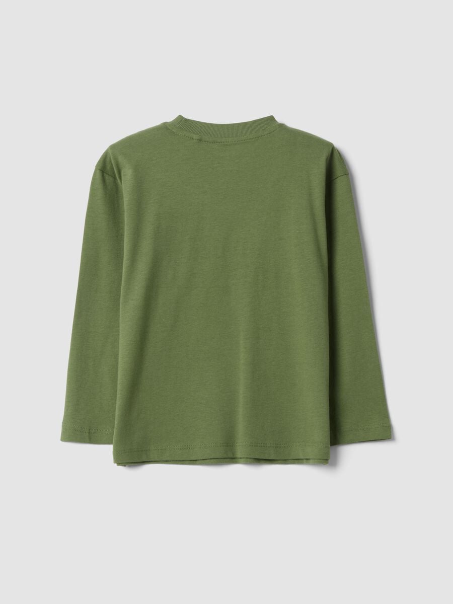 Green oversized T-shirt in pure organic cotton with dinosaur print_1