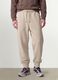 Beige cotton-blend joggers with cuffed hems and drawstring_1