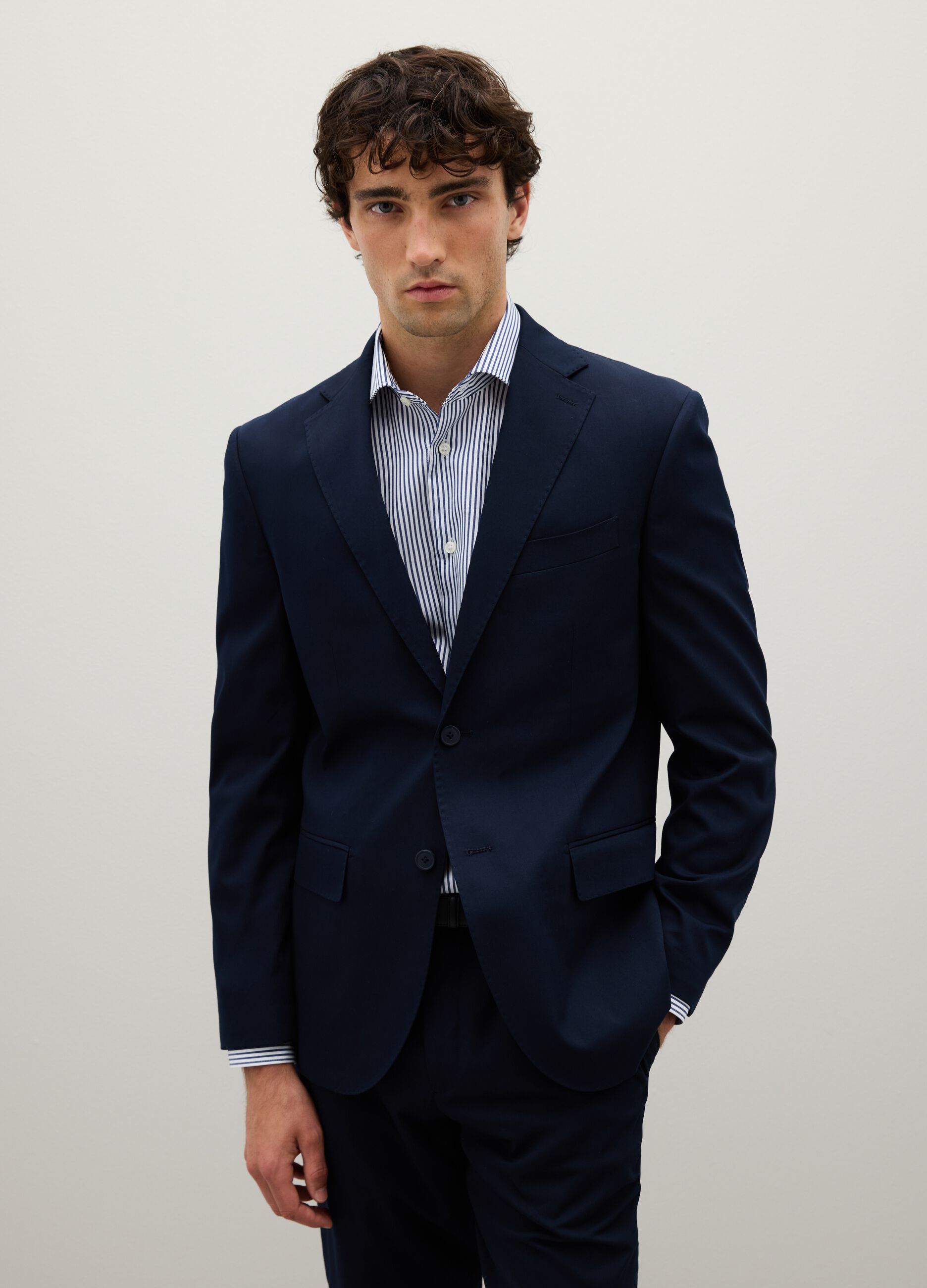 Regular Fit Blue Mixed Jacket