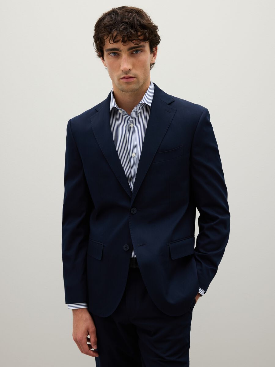Regular Fit Blue Mixed Jacket_0