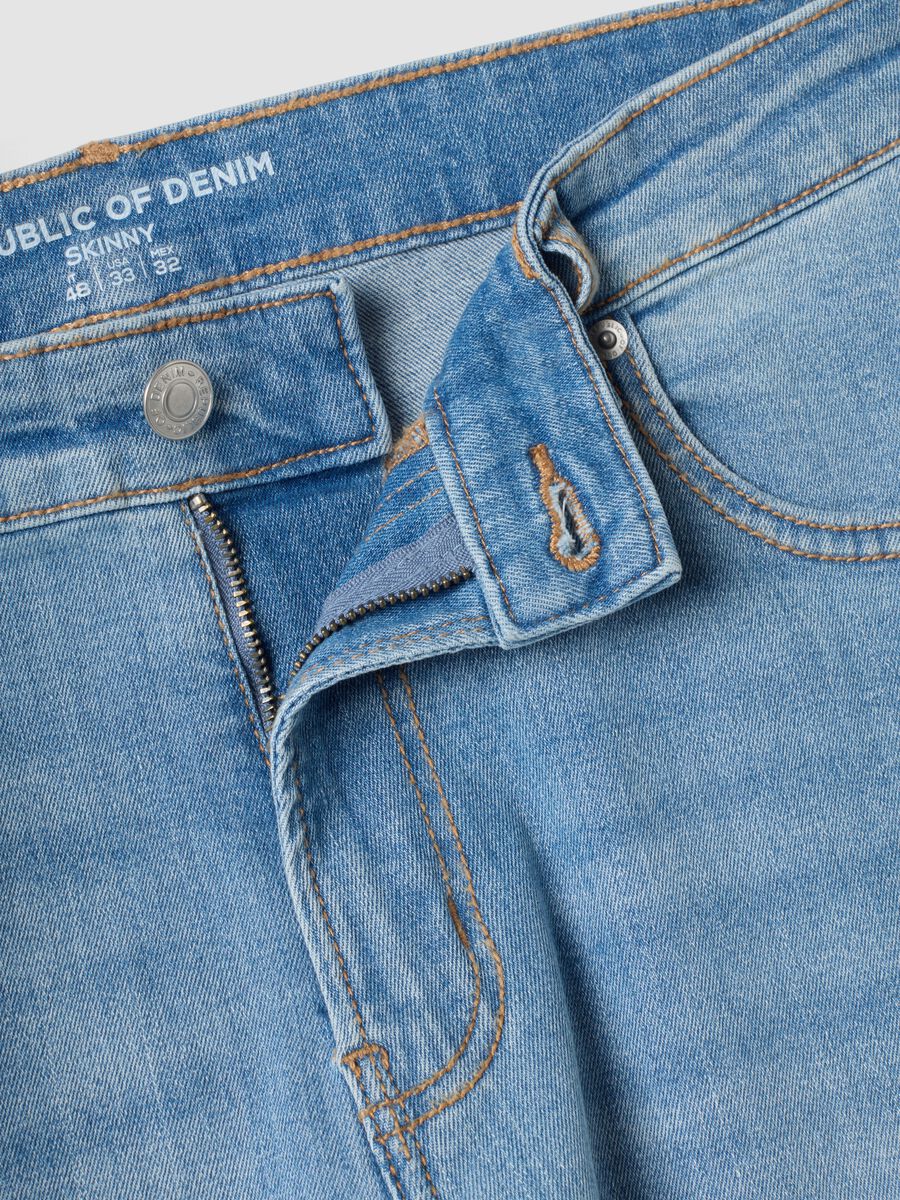 Jeans azzurri skinny in cotone elasticizzato_5
