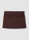 Brown stretch viscose mini skirt with belt_4