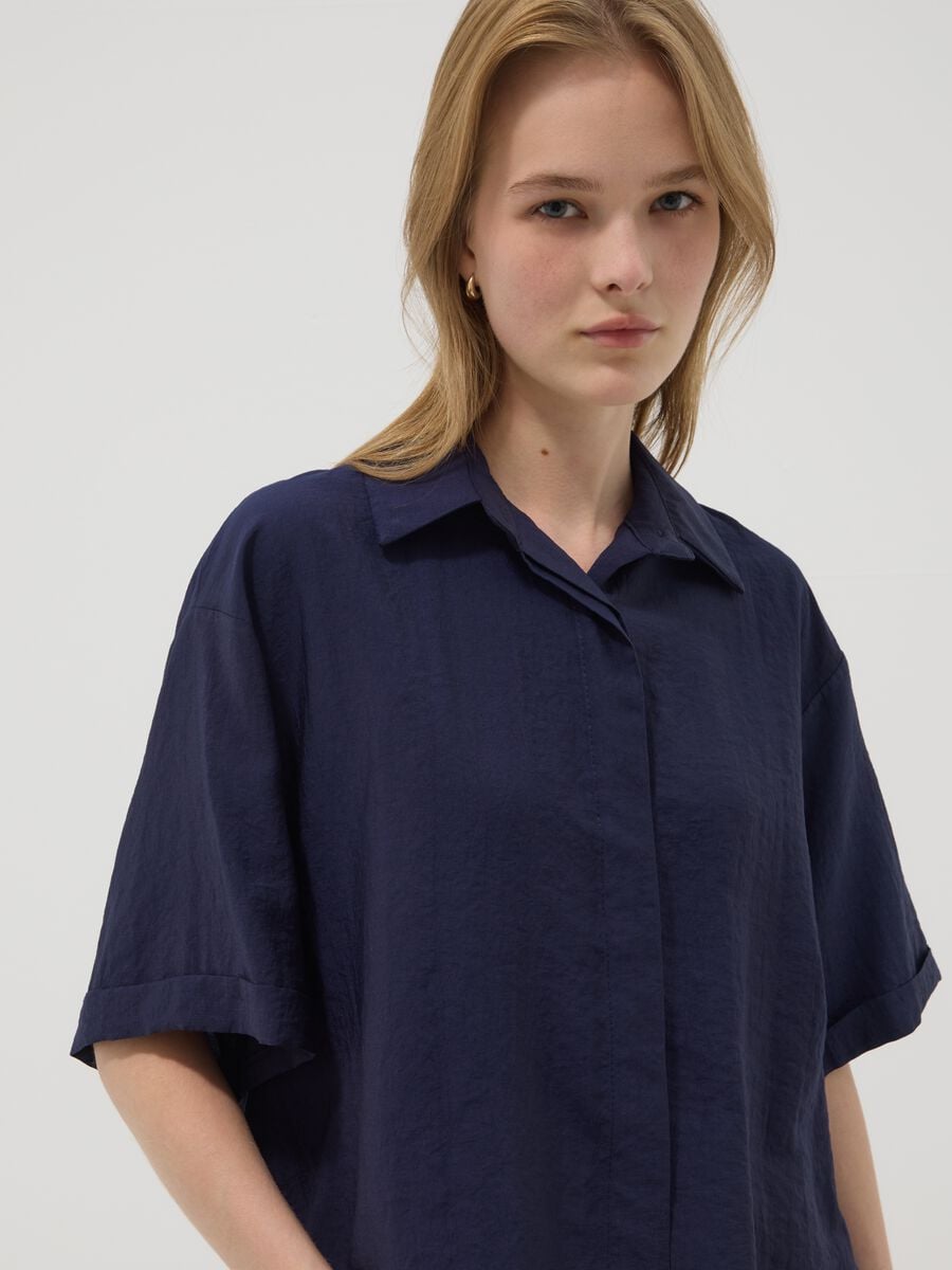 Blue viscose-blend shirt_2