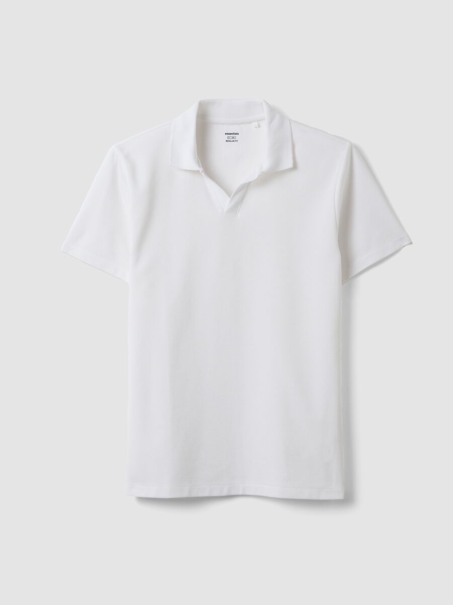 White stretch cotton polo shirt_0