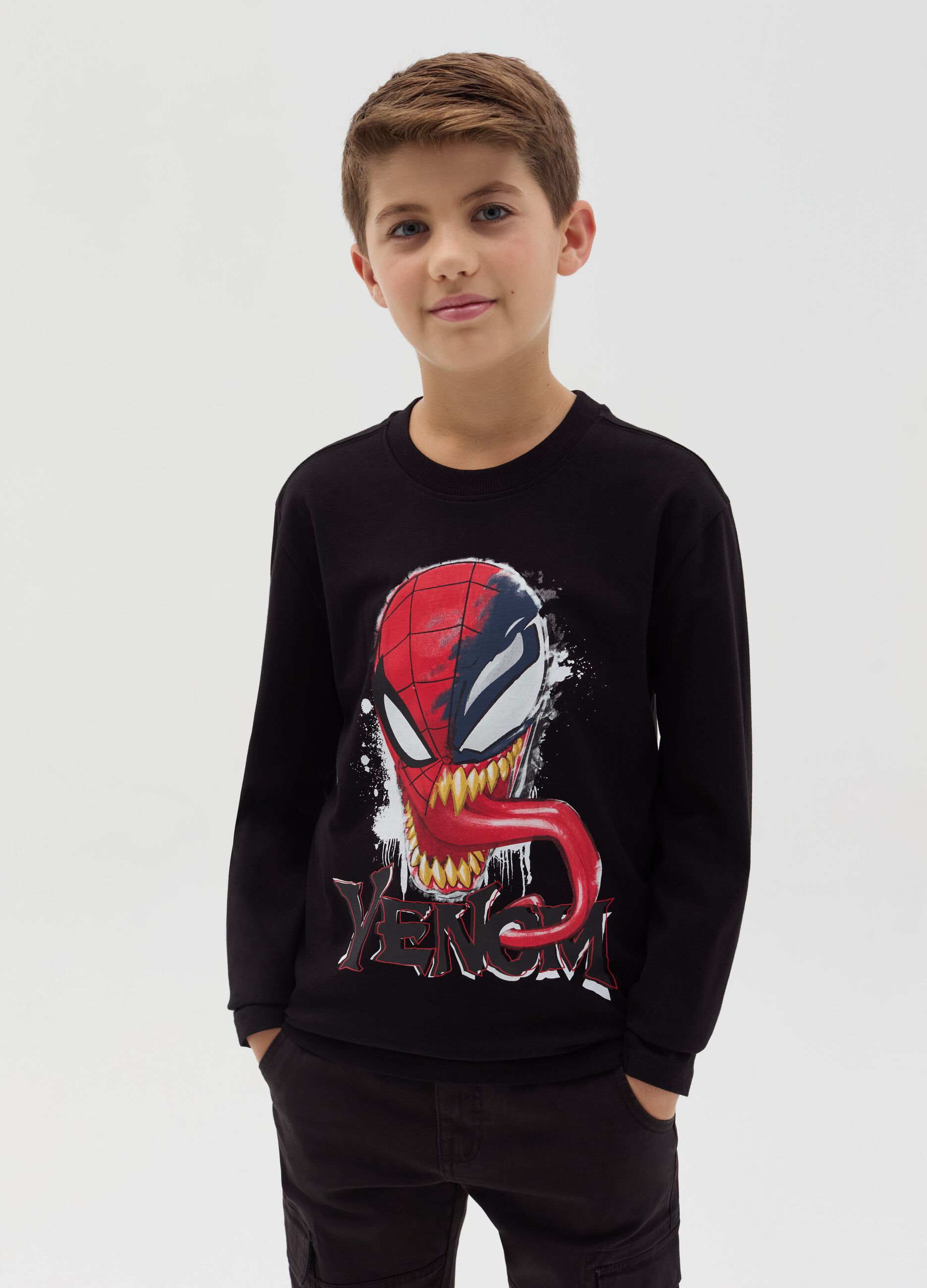 Long-sleeved T-shirt with Venom print