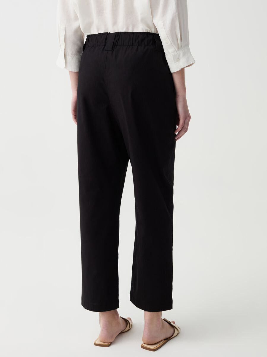 Pantalone crop wide leg in cotone stretch_2