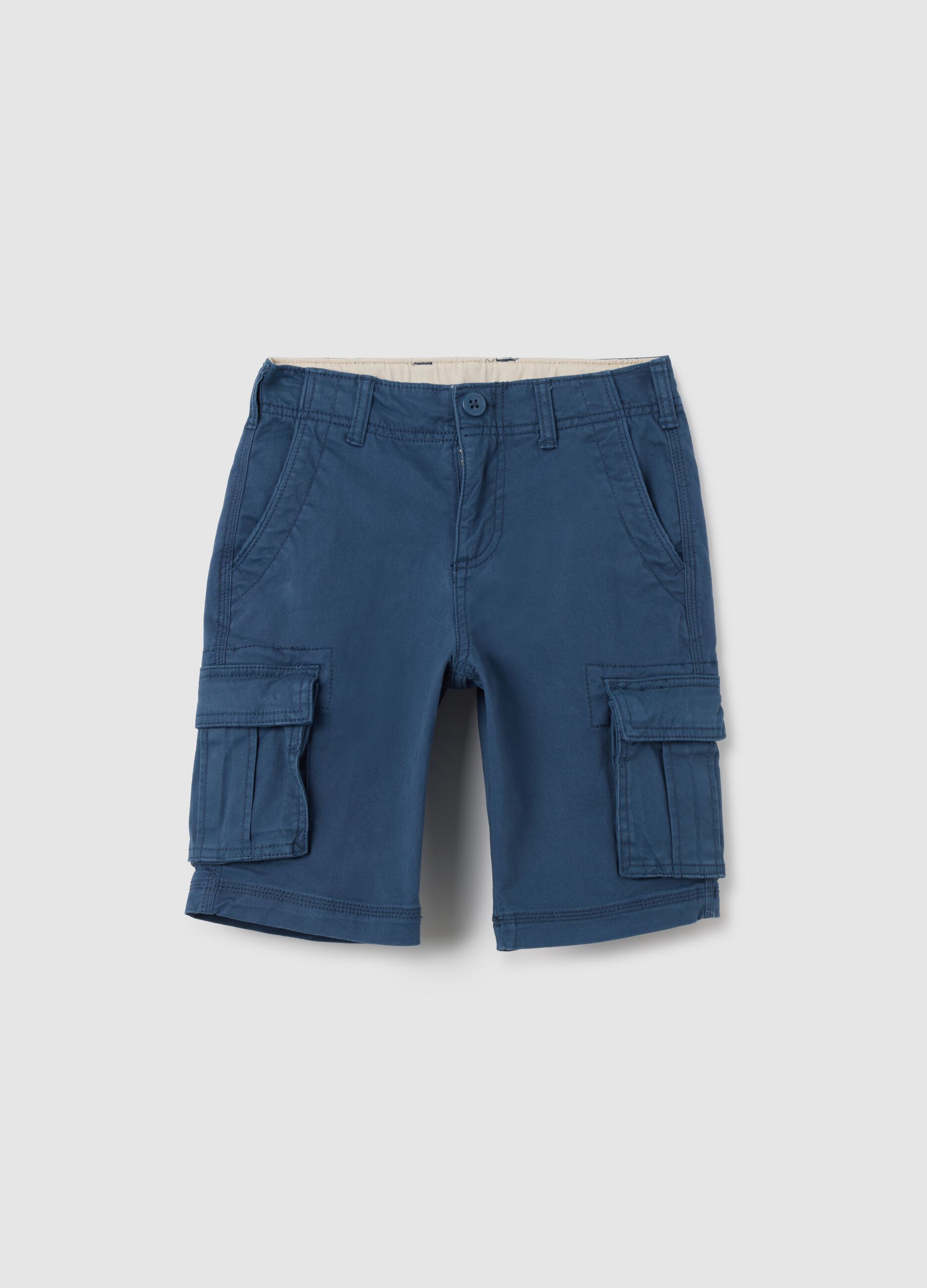 Stretch cotton cargo Bermuda shorts