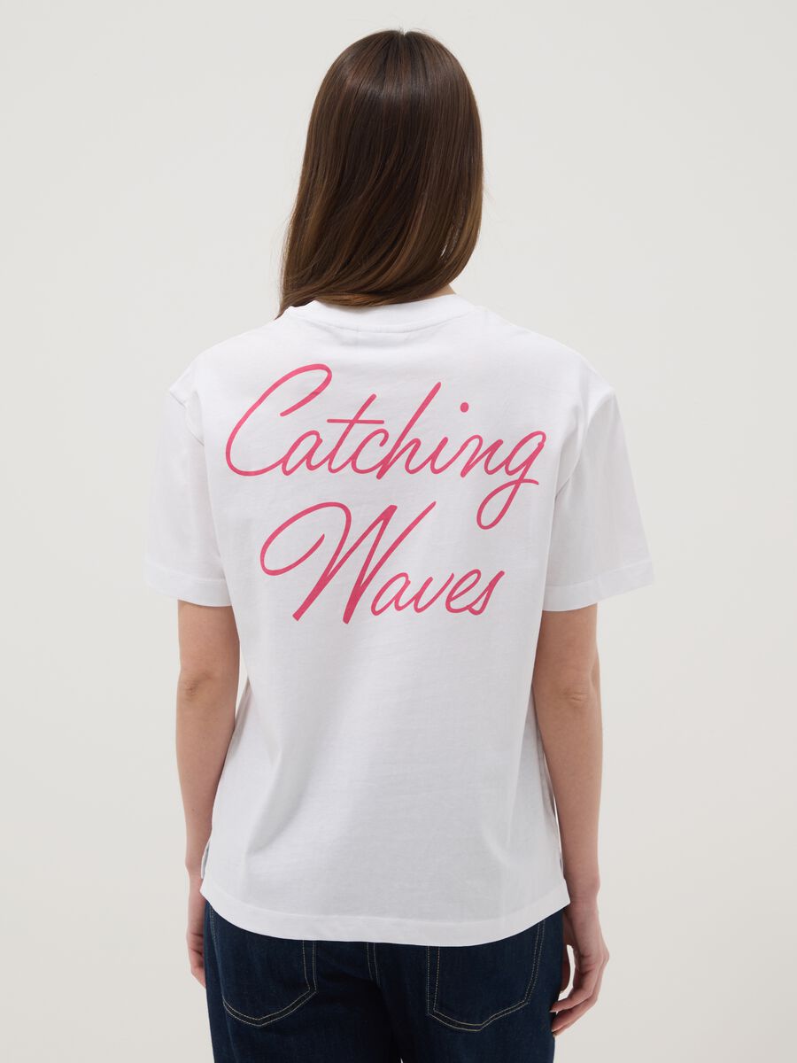 White pure cotton T-shirt, regular fit with lettering_3