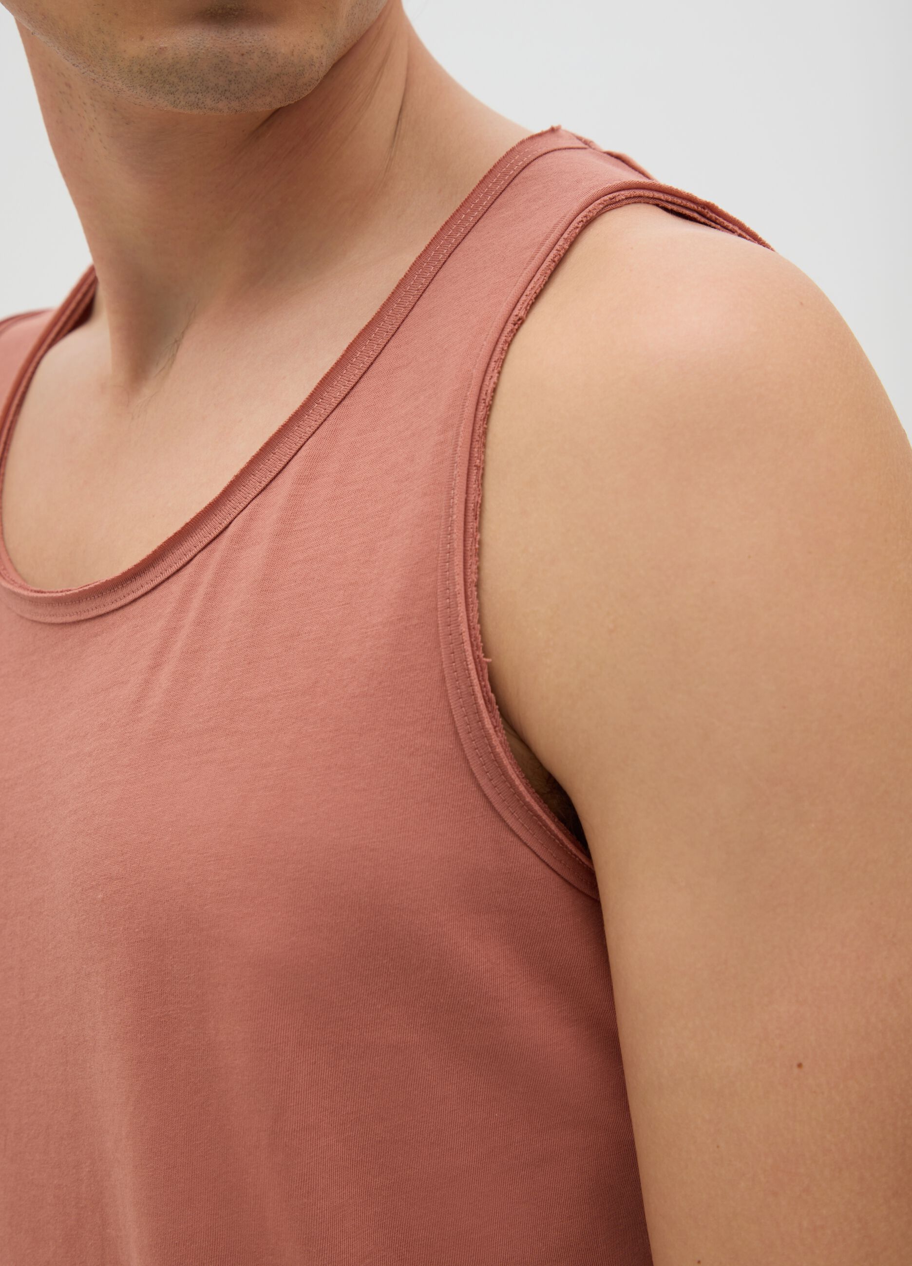 Canotta da uomo in puro cotone rosa regular fit