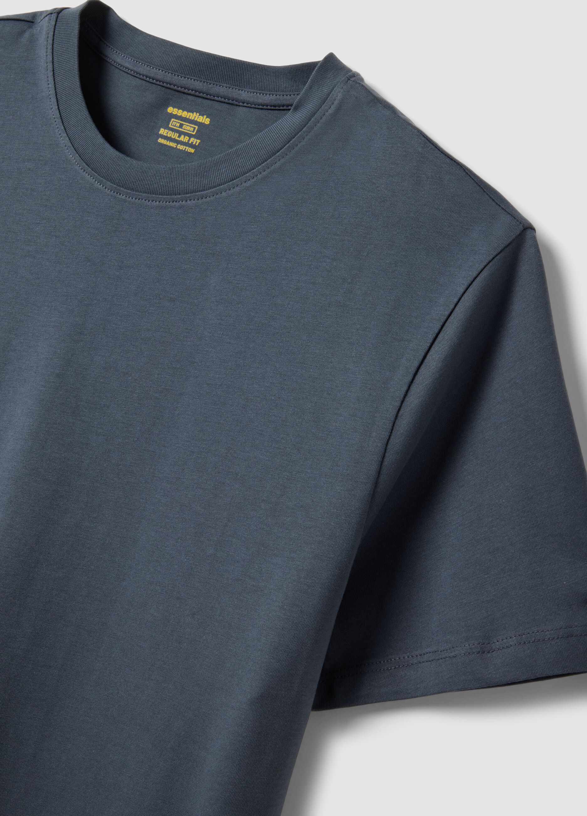 Blue pure cotton short sleeve T-shirt regular fit