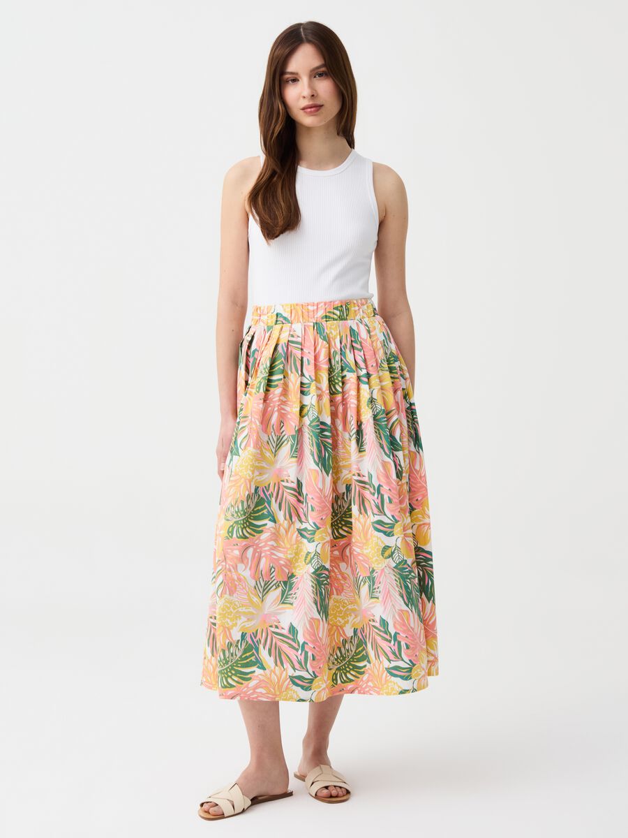 Long full skirt with pleating and print_0