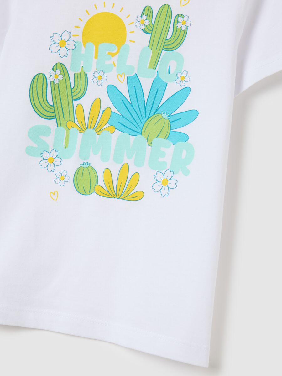 T-shirt da bambina in puro cotone bianca regular fit_3