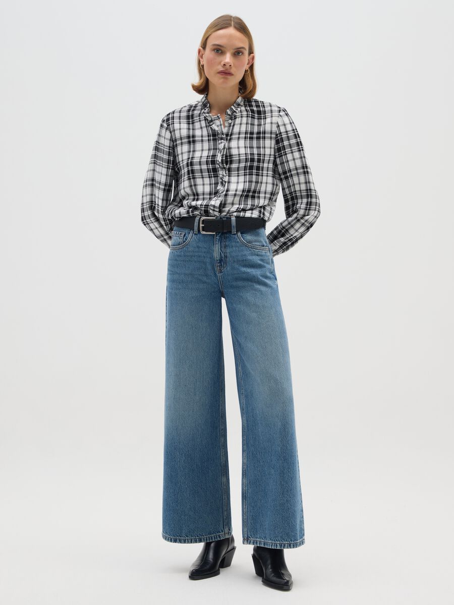 Multicolor checked long shirt with relaxed fit_1