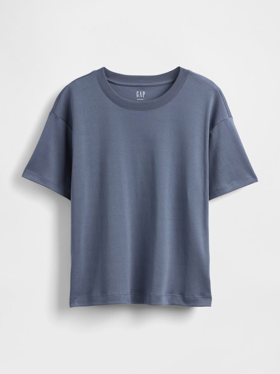T-shirt blu in cotone_3