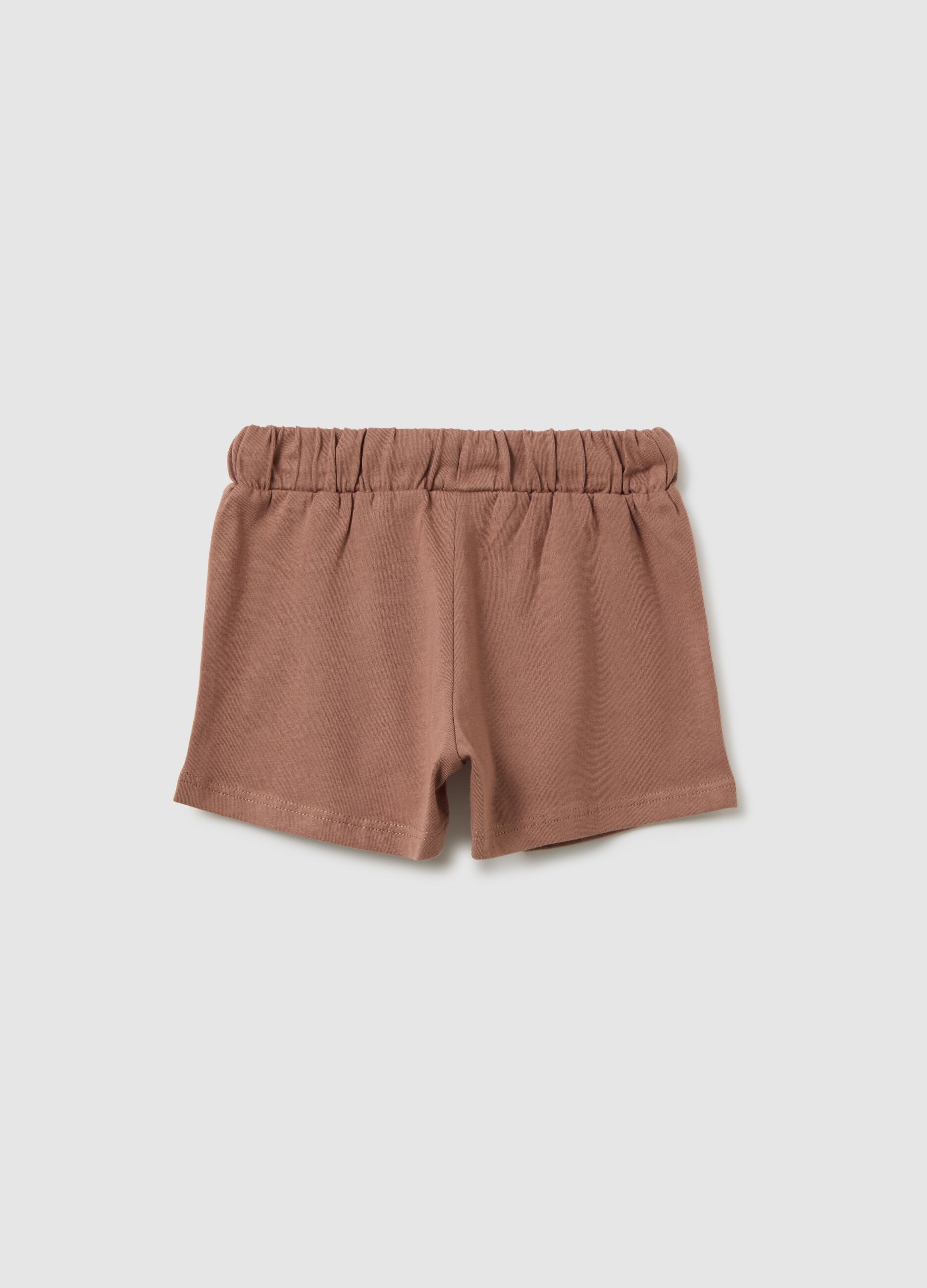 Shorts da bambina in puro cotone marrone regular fit