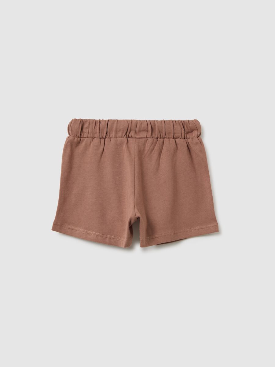 Brown pure cotton regular fit shorts for girls_1