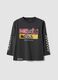 Black pure cotton crew-neck Mickey print T-shirt for boys_0
