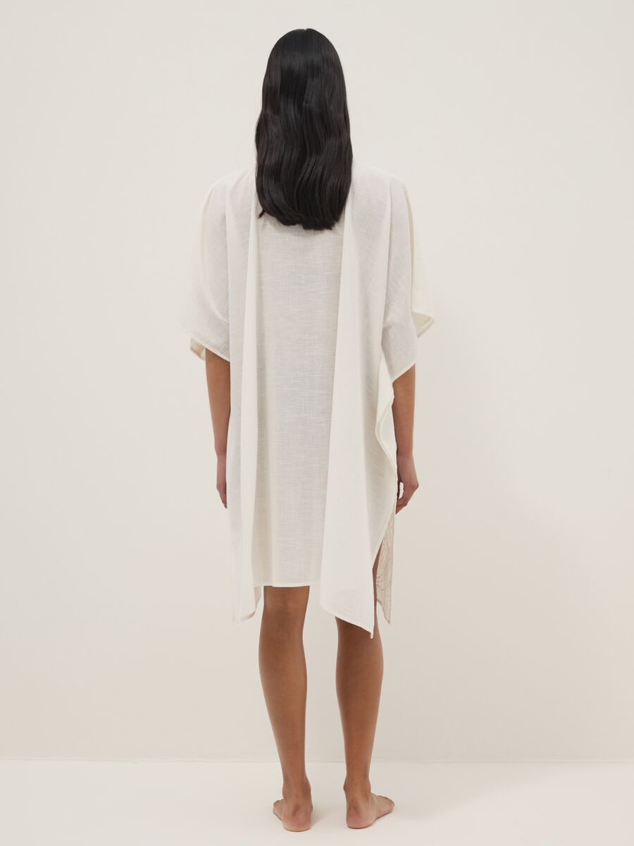 White pure cotton kaftan with lace inserts_3